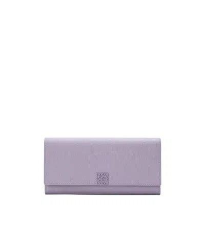 Loewe Anagram Continental Wallet In Pebble Grained Calfskin In Purple
