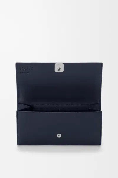 Loewe Anagram Continental Wallet In Pebble Grained Leather Skin For Woman In Blue