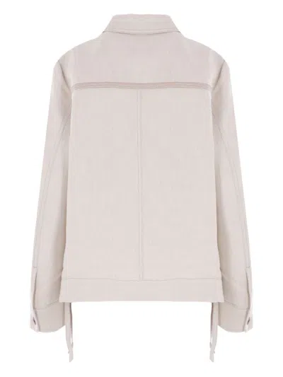 Loewe Women Anagram Cotton And Linen Jacket In Neutral