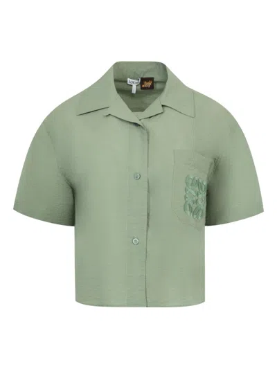 Loewe Anagram Cotton Blend Shirt In Green