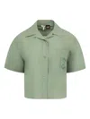Loewe Cotton Blend Short Sleeve Shirt Shirts Green In Green