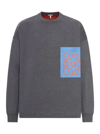 LOEWE ANAGRAM COTTON BLEND SWEATER WITH POCKET