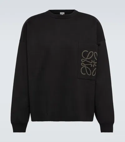 Loewe Logo-jacquard Cotton-blend Sweater In Black
