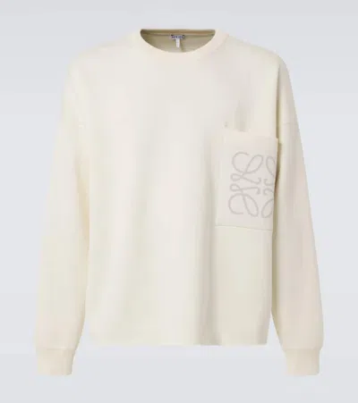 Loewe Anagram Cotton-blend Sweatshirt In White