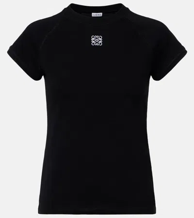 Loewe Anagram Embroidered Cotton-blend Jersey T-shirt In Black