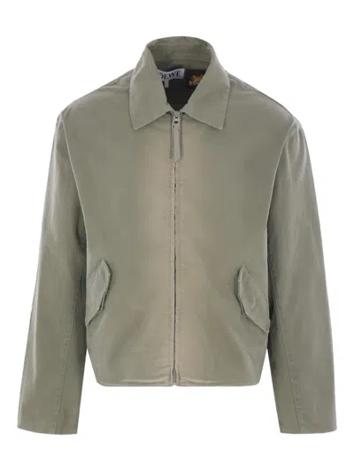 Loewe Anagram Cotton Jacket In Green