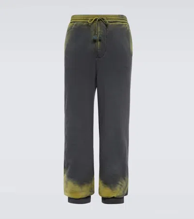 Loewe Anagram Cotton Jersey Sweatpants In Grey/yellow