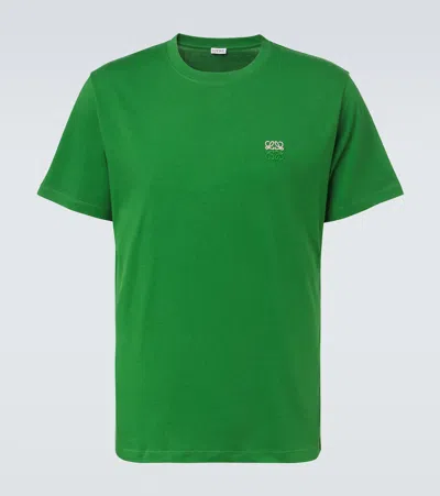 Loewe Anagram-embroidered Cotton-jersey T-shirt In Green