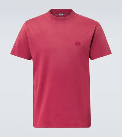 Loewe Anagram-embroidered Cotton-jersey T-shirt In Pink