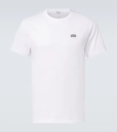 Loewe Anagram-embroidered Cotton-jersey T-shirt In White