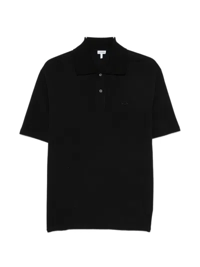 Loewe Anagram Cotton Polo Shirt In Black
