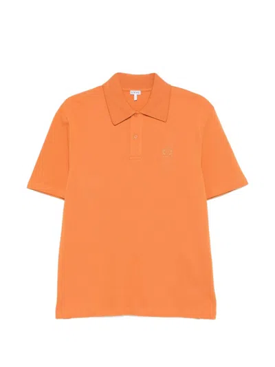 Loewe Anagram Cotton Polo Shirt In Orange