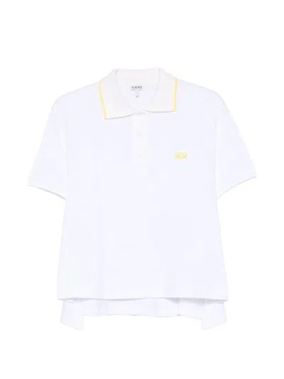 Loewe Anagram Cotton Polo Shirt In White