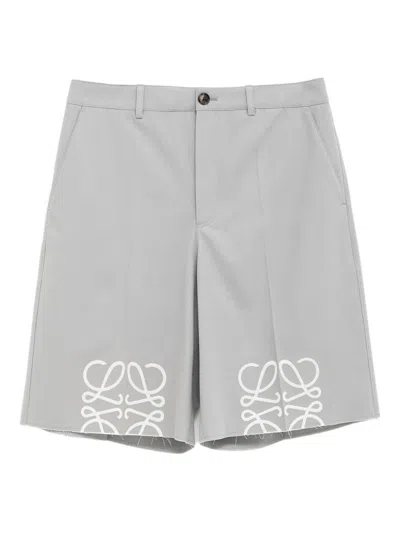 Loewe Anagram Cotton Shorts In Gold