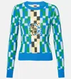Loewe Anagram Appliquéd Checked Intarsia Cotton Sweater In Multicoloured