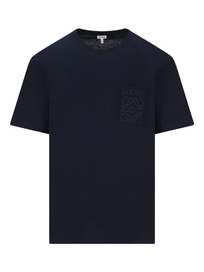 Loewe Mens Dark Navy Anagram Relaxed-fit Cotton-jersey T-shirt In Blue