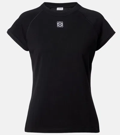 Loewe Black Cotton-blend T-shirt With Anagram Logo Women