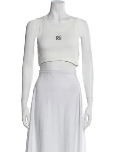 Pre-owned Loewe Anagram Crew Neck Crop Top In White