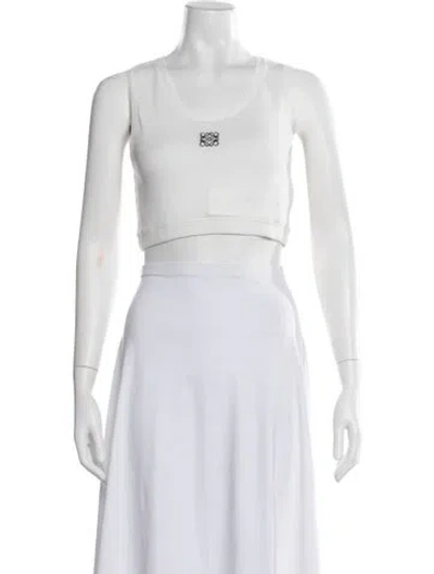 Pre-owned Loewe Anagram Crew Neck Sports Bra In White