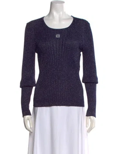Pre-owned Loewe Anagram Crew Neck Sweater In Blue/metallic