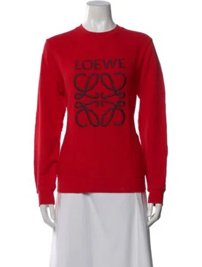 Pre-owned Loewe Anagram Crew Neck Sweater In Red