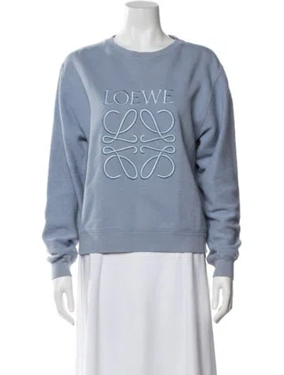 Pre-owned Loewe Anagram Crew Neck Sweatshirt In Blue