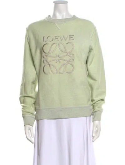 Pre-owned Loewe Anagram Crew Neck Sweatshirt In Green/neutrals