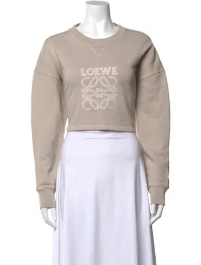 Pre-owned Loewe Anagram Crew Neck Sweatshirt In Neutral