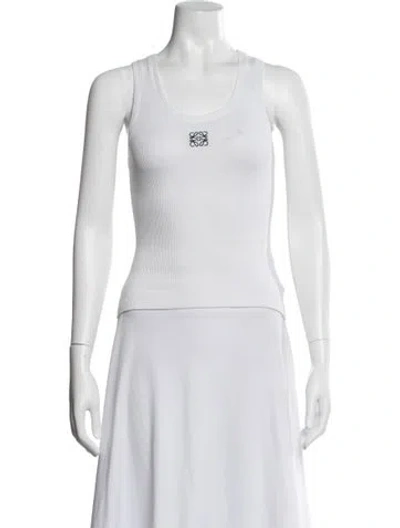 Pre-owned Loewe Anagram Crew Neck Top In White