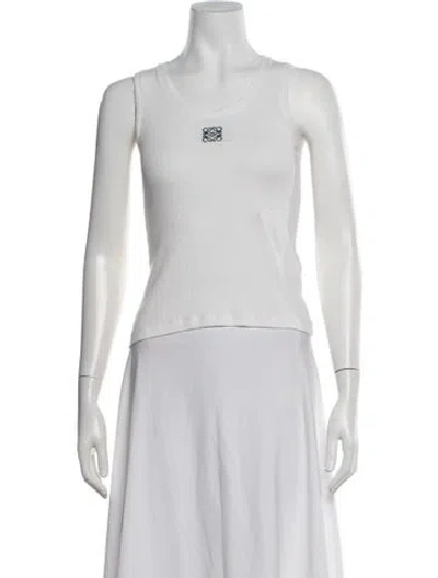Pre-owned Loewe Anagram Crew Neck Top In White