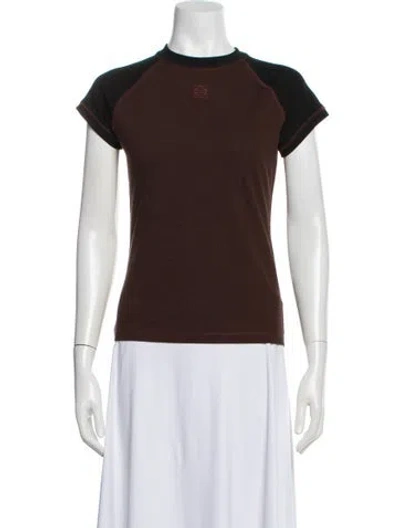 Pre-owned Loewe Anagram Crew Neck T-shirt In Brown