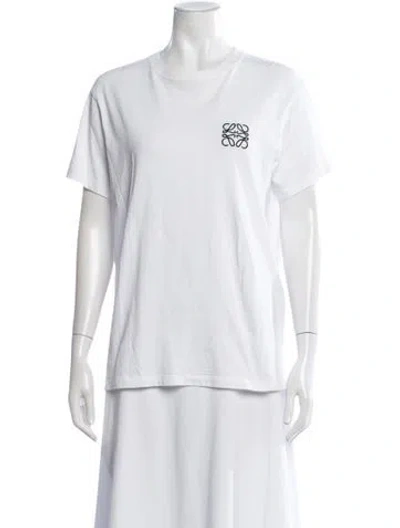 Pre-owned Loewe Anagram Crew Neck T-shirt In White
