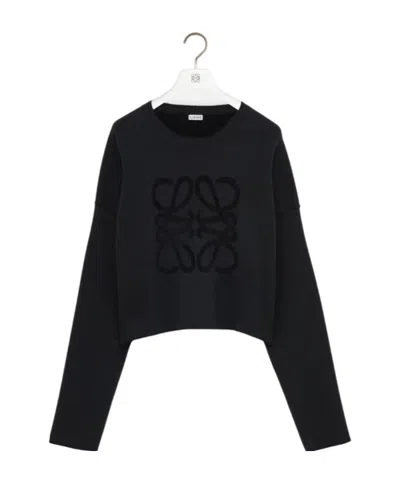 Loewe Anagram Wool-blend Sweater In Black
