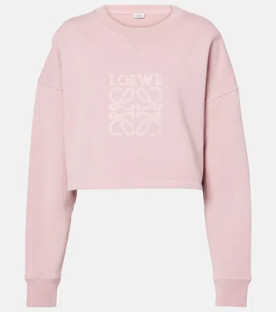 Loewe Anagram Cropped Cotton Jersey Sweatshirt In Pink