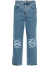 Loewe Anagram Embroidered Cropped Jeans In 蓝色