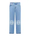 Loewe Anagram Embroidered Cropped Jeans In Blue