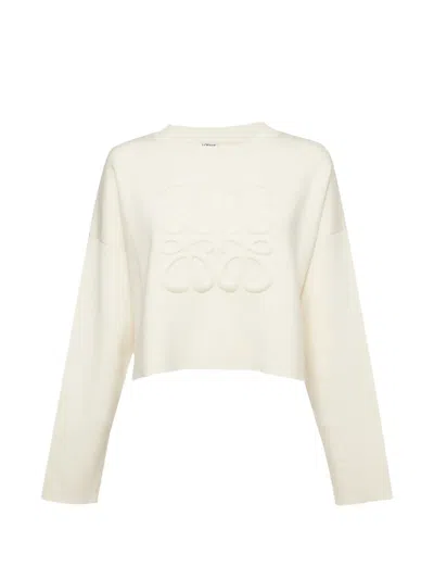 Pre-owned Loewe Anagram Cropped Jumper In Neutral