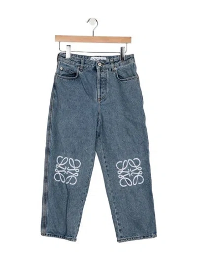 Pre-owned Loewe Anagram Cropped Straight Leg Jeans In Blue