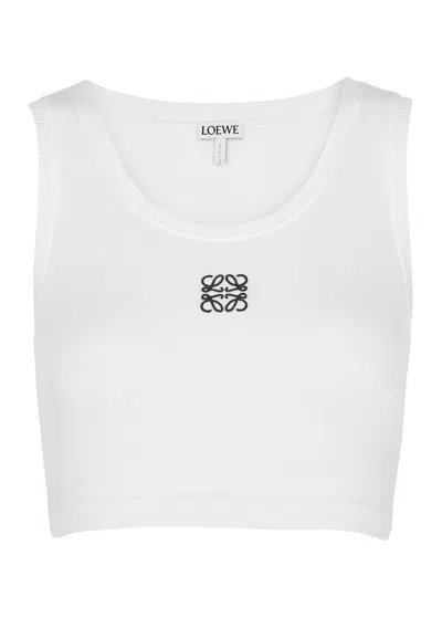 Loewe Anagram Cropped Stretch-cotton Tank In White