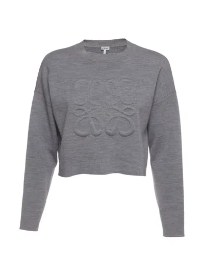 Pre-owned Loewe Anagram Cropped Sweater In 灰色