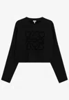 Loewe Wool Blend Sweater Relaxed Fit Cropped In Black