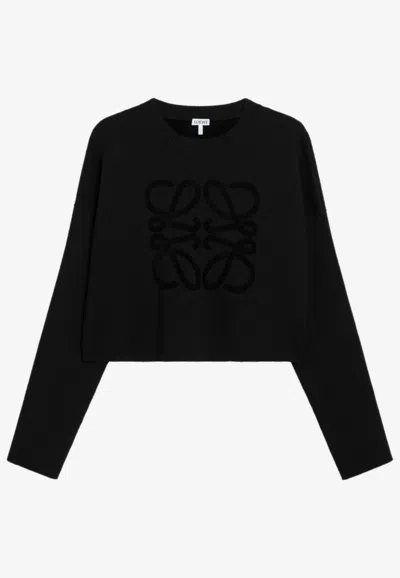 Loewe Anagram Cropped Sweater In Black
