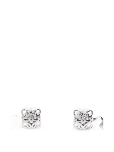 Pre-owned Loewe Anagram Cut-out Earrings In Silver