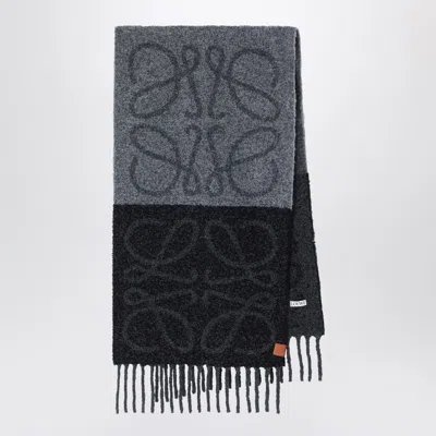 Loewe Anagram Dark Grey/black Scarf In Blue