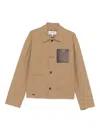 Loewe Cotton Jacket With Contrast Pocket And Front Pockets In Brown