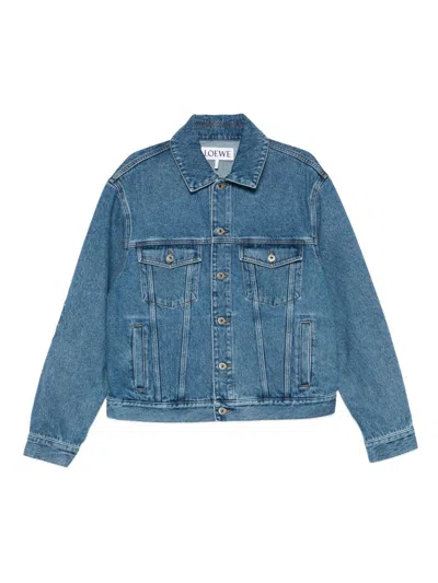 Loewe Anagram Denim Cotton Jacket In Blue