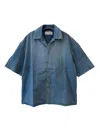 Loewe Men Anagram Denim Cotton Shirt In Blue