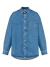 Loewe Mens Mid Blue Denim Anagram-embroidery Long-sleeves Denim Overshirt In Blue