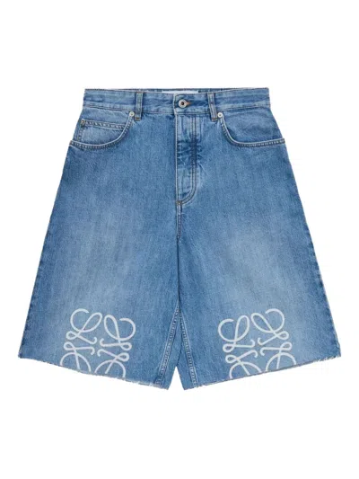 LOEWE LOEWE ANAGRAM DENIM COTTON SHORTS