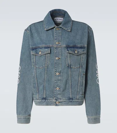 Loewe Anagram Cut-outs Denim Jacket In Blue